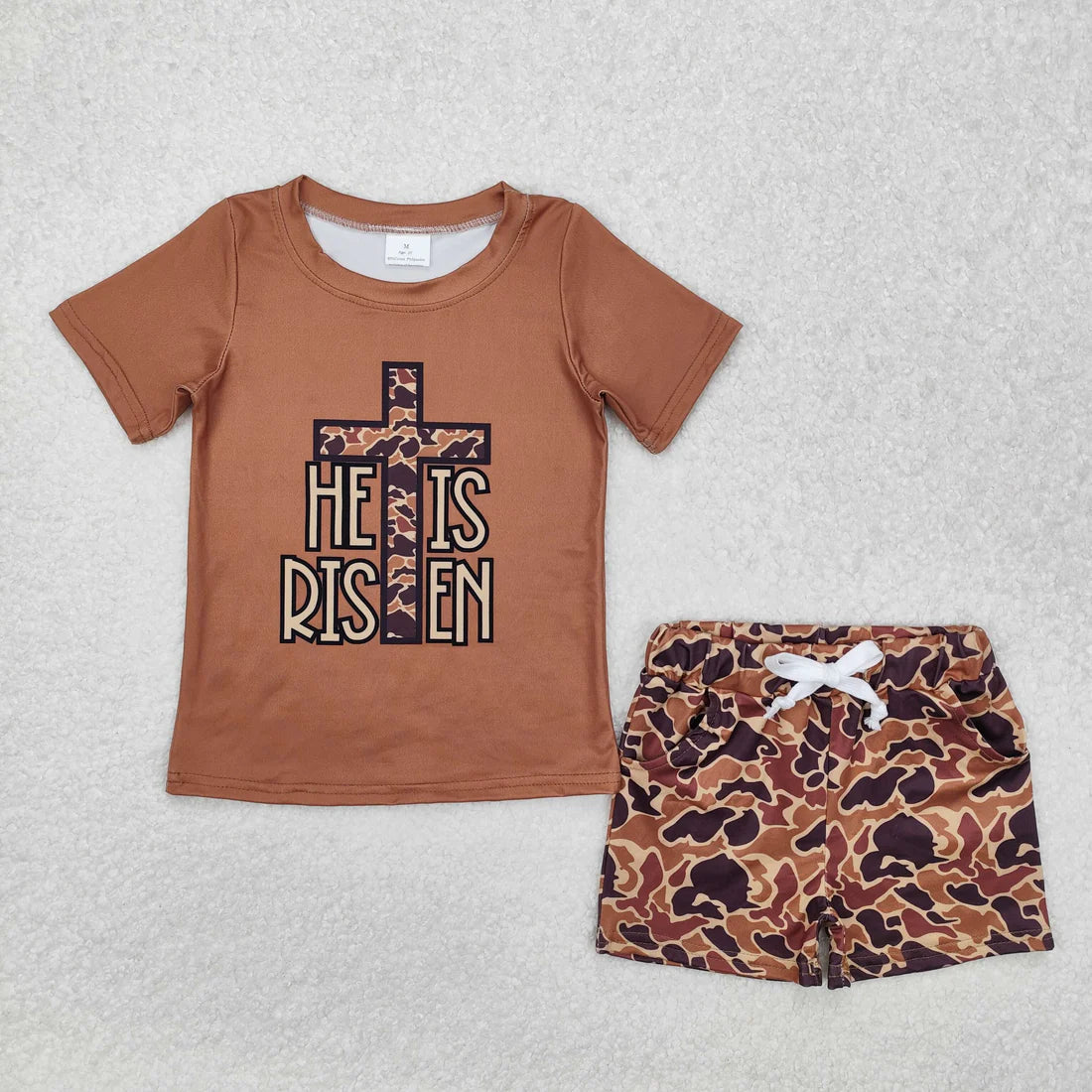 He Is Risen Camo Shorts Set