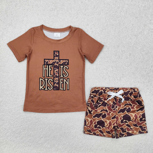He Is Risen Camo Shorts Set