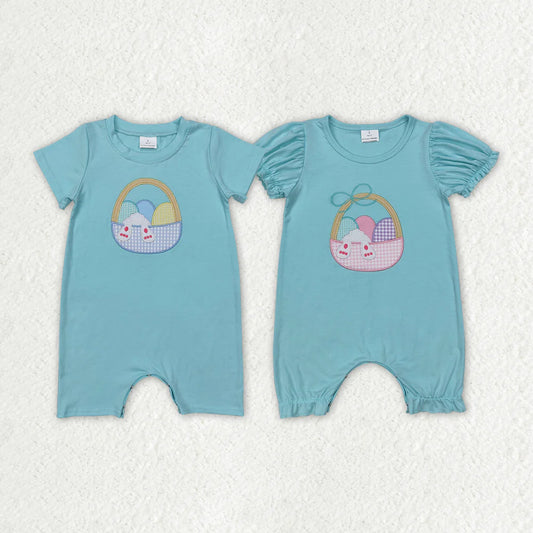 Embroidered Easter Sibling Rompers