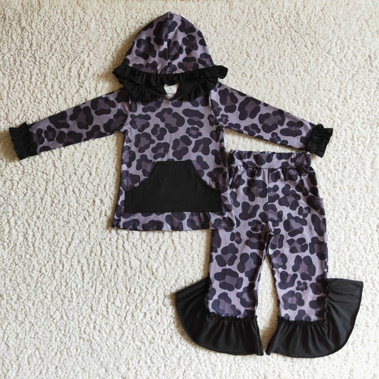 Leopard Hoodie Sets (Black & Pink)