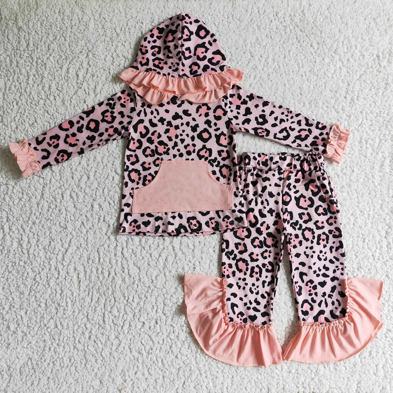 Leopard Hoodie Sets (Black & Pink)